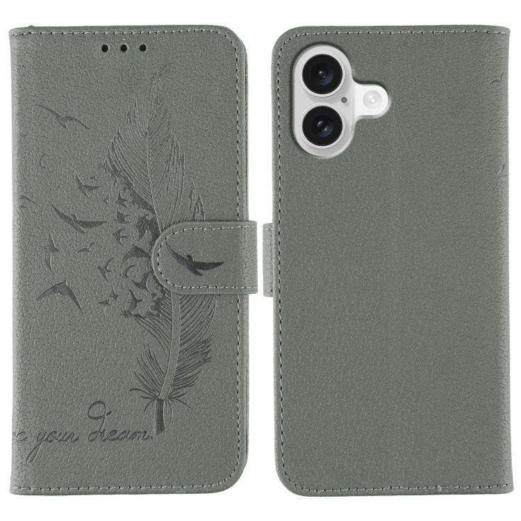 Feather Pattern Litchi Texture Leather Phone Case, For iPhone 17 Pro Max, For iPhone 17 Pro, For ...