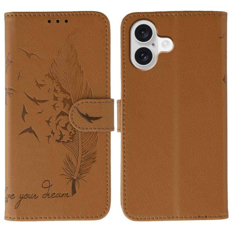 Feather Pattern Litchi Texture Leather Phone Case, For iPhone 17 Pro Max, For iPhone 17 Pro, For ...