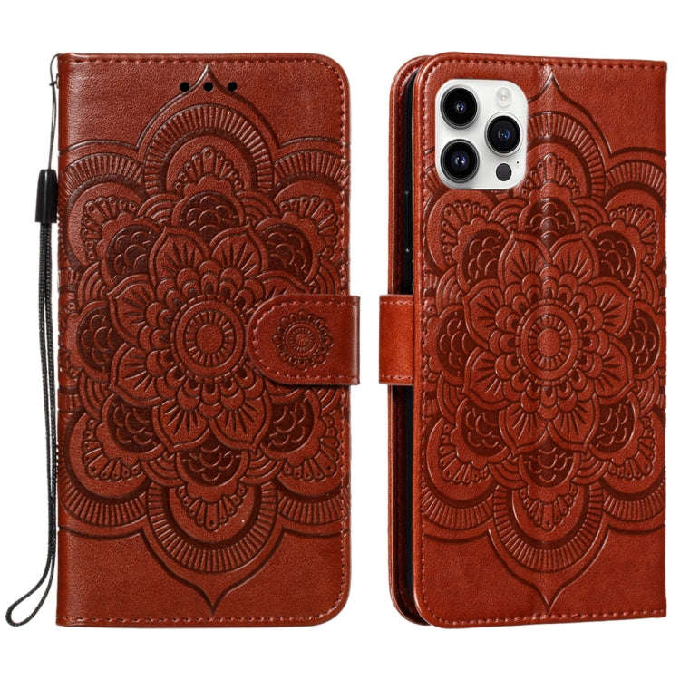 Mandala Embossing Pattern Horizontal Flip Leather Phone Case, For iPhone 16 Pro Max, For iPhone 1...