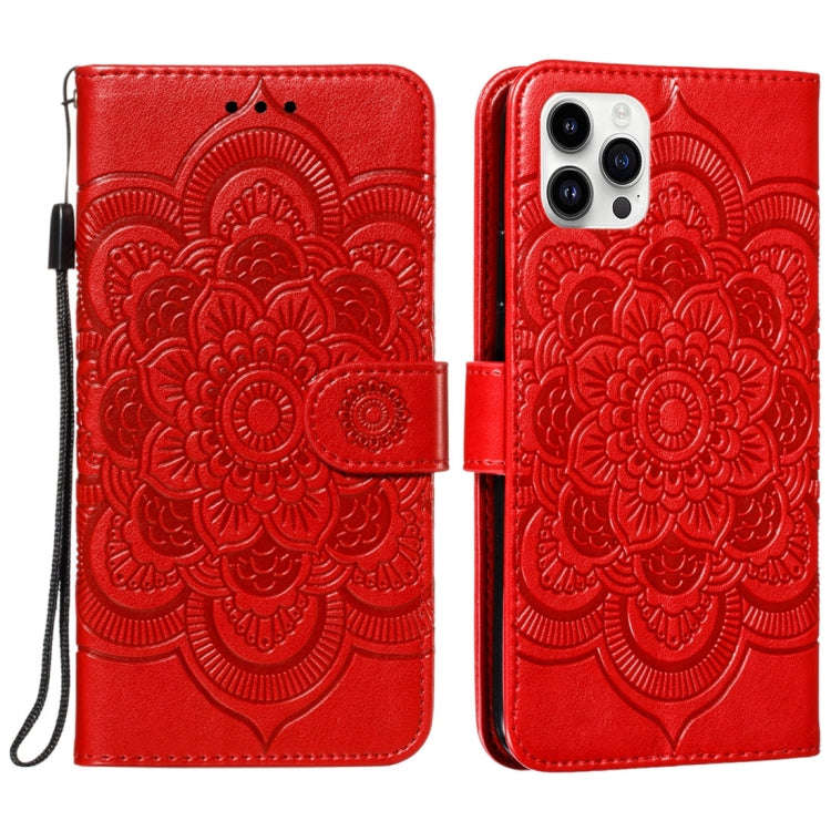 Mandala Embossing Pattern Horizontal Flip Leather Phone Case, For iPhone 16 Pro Max, For iPhone 1...