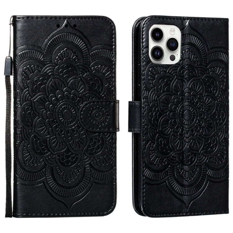 Mandala Embossing Pattern Horizontal Flip Leather Phone Case, For iPhone 16 Pro Max, For iPhone 1...