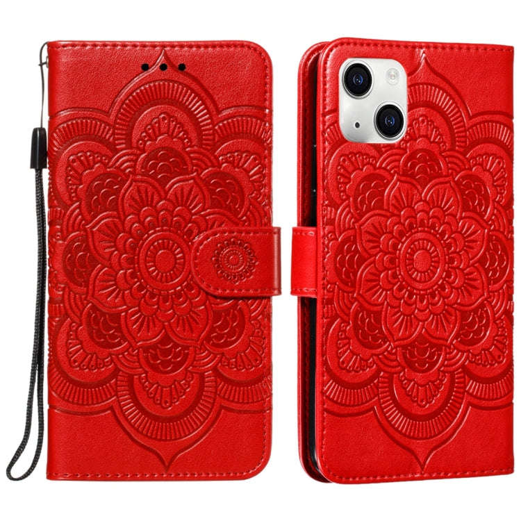 Mandala Embossing Pattern Horizontal Flip Leather Phone Case, For iPhone 15 Plus, For iPhone 15