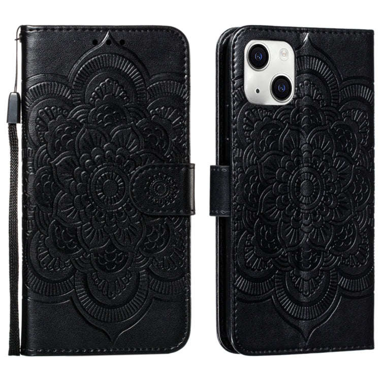 Mandala Embossing Pattern Horizontal Flip Leather Phone Case, For iPhone 15 Plus, For iPhone 15