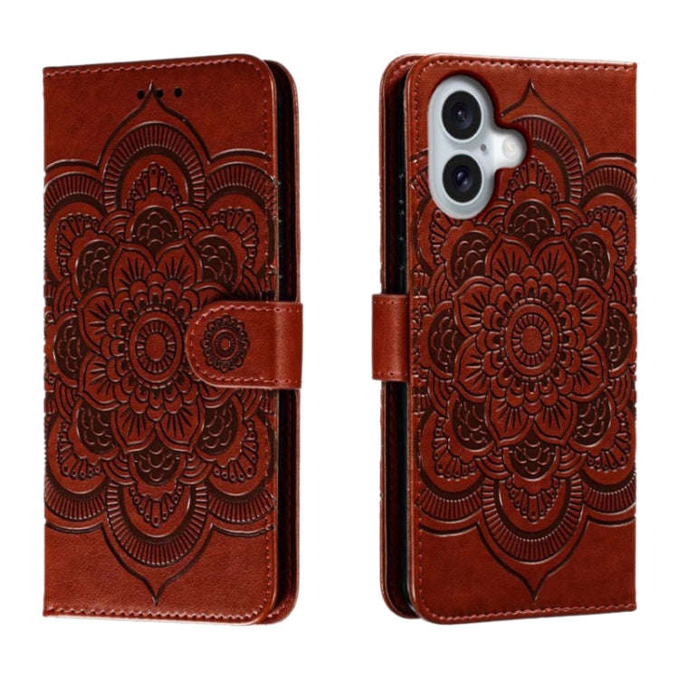 Mandala Embossing Pattern Horizontal Flip Leather Phone Case, For iPhone 16 Pro Max, For iPhone 1...