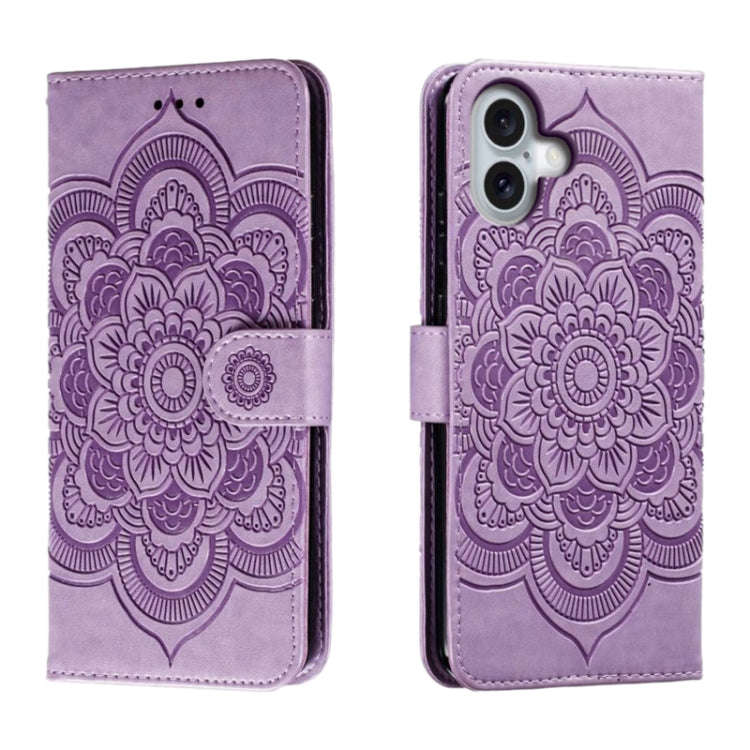 Mandala Embossing Pattern Horizontal Flip Leather Phone Case, For iPhone 16 Pro Max, For iPhone 1...