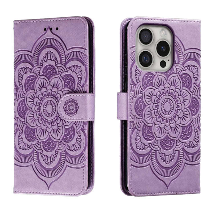 Mandala Embossing Pattern Horizontal Flip Leather Phone Case, For iPhone 16 Pro Max, For iPhone 1...