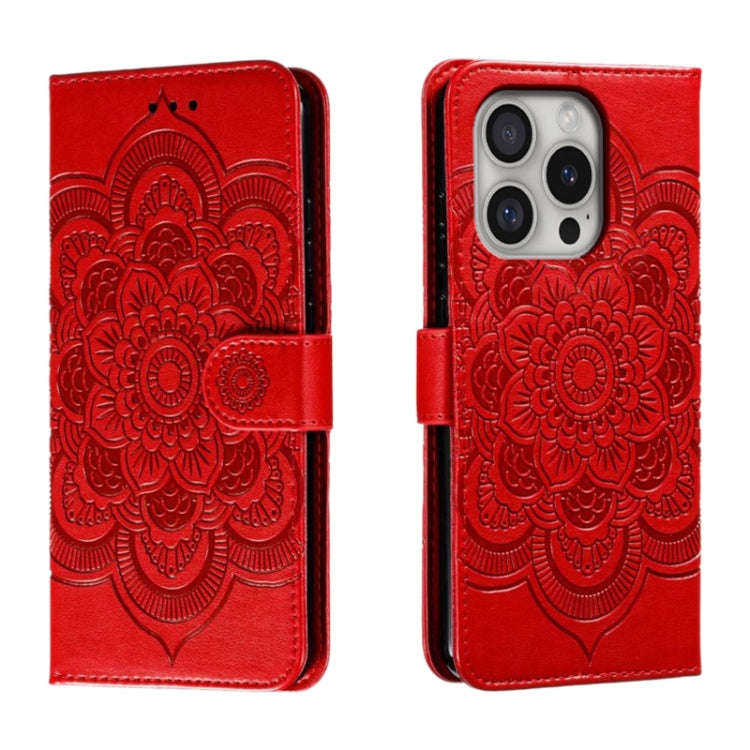 Mandala Embossing Pattern Horizontal Flip Leather Phone Case, For iPhone 16 Pro Max, For iPhone 1...