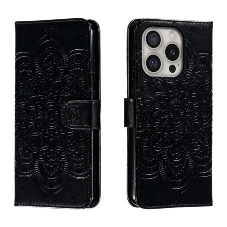 Mandala Embossing Pattern Horizontal Flip Leather Phone Case, For iPhone 16 Pro Max, For iPhone 1...
