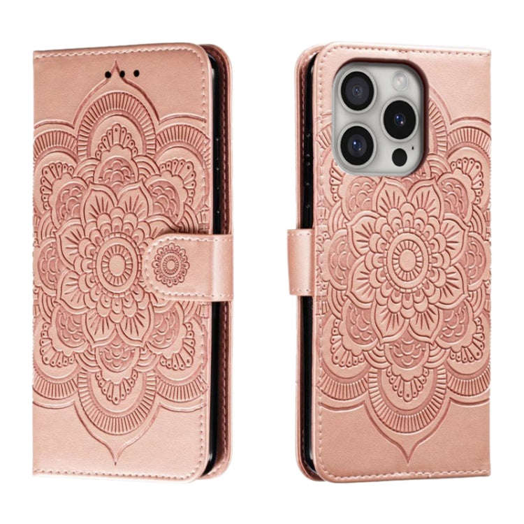 Mandala Embossing Pattern Horizontal Flip Leather Phone Case, For iPhone 16 Pro Max, For iPhone 1...