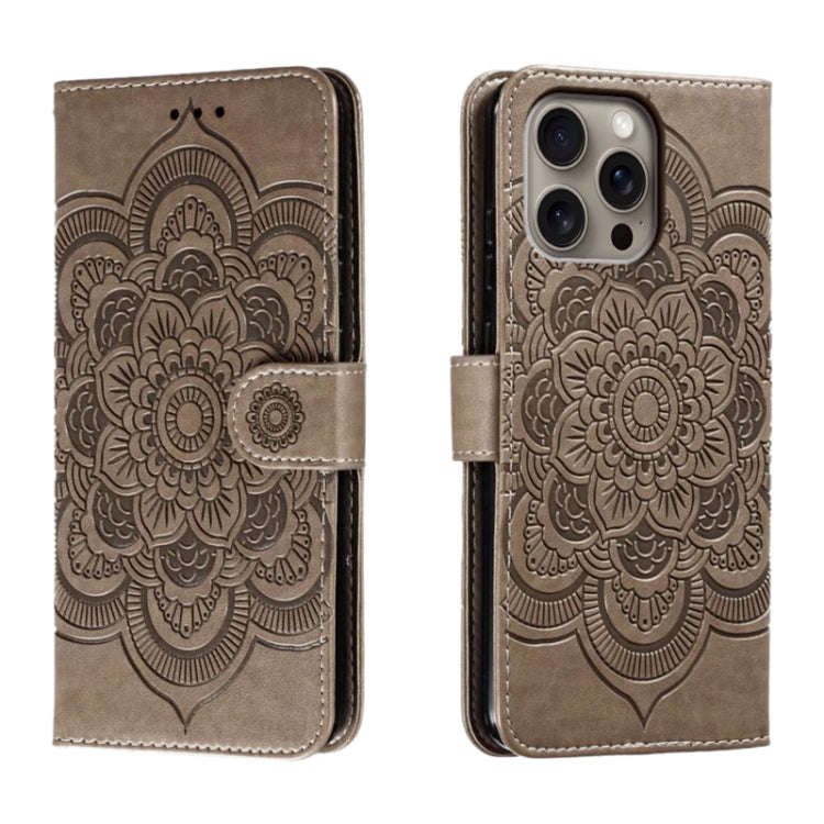 Mandala Embossing Pattern Horizontal Flip Leather Phone Case, For iPhone 16 Pro Max, For iPhone 1...