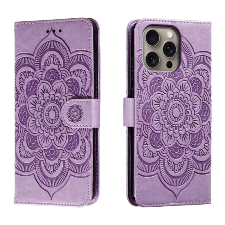 Mandala Embossing Pattern Horizontal Flip Leather Phone Case, For iPhone 16 Pro Max, For iPhone 1...