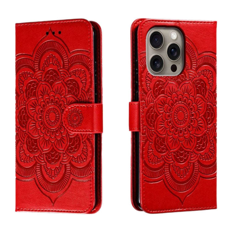 Mandala Embossing Pattern Horizontal Flip Leather Phone Case, For iPhone 16 Pro Max, For iPhone 1...