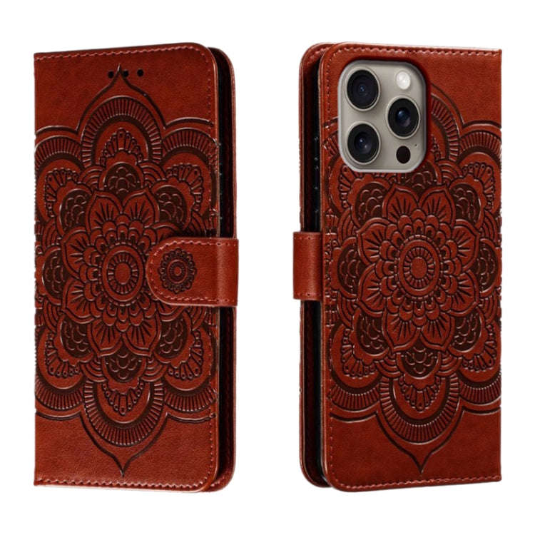 Mandala Embossing Pattern Horizontal Flip Leather Phone Case, For iPhone 16 Pro Max, For iPhone 1...