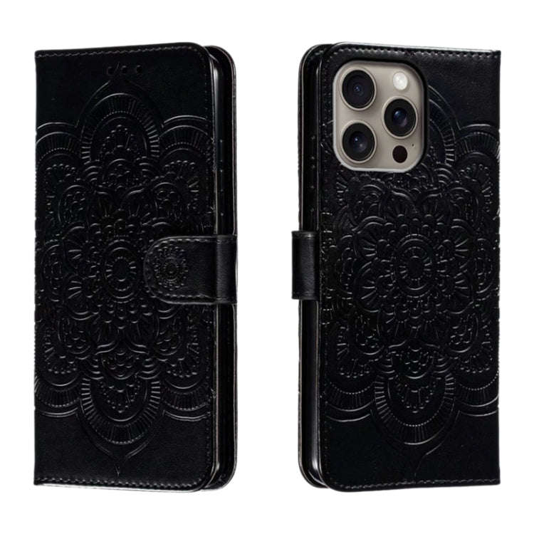 Mandala Embossing Pattern Horizontal Flip Leather Phone Case, For iPhone 16 Pro Max, For iPhone 1...