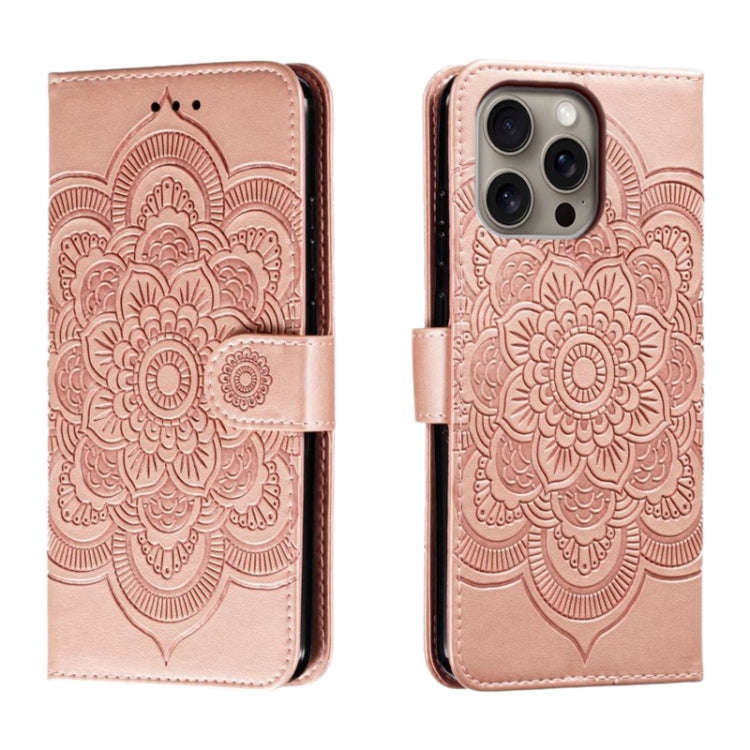 Mandala Embossing Pattern Horizontal Flip Leather Phone Case, For iPhone 16 Pro Max, For iPhone 1...