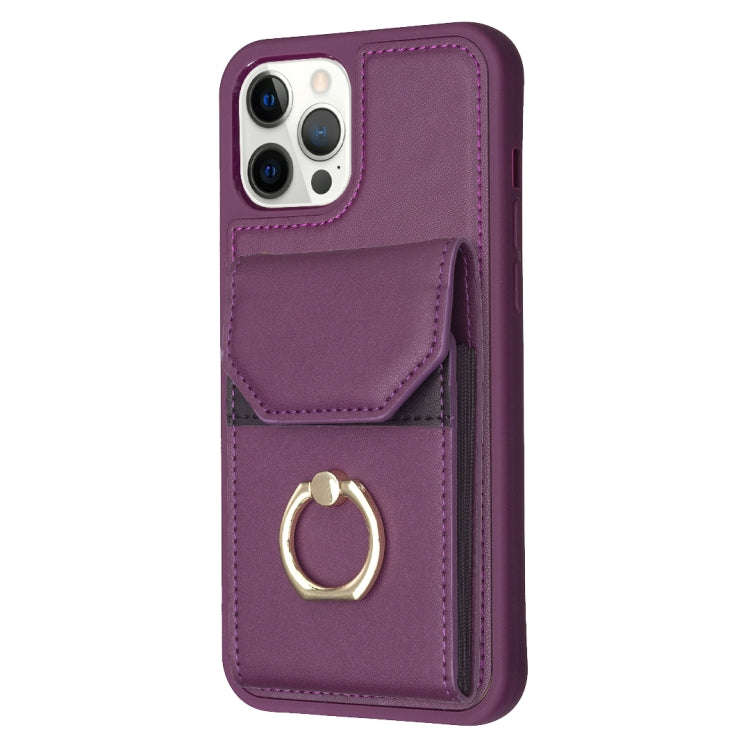 BF29 Organ Card Bag Ring Holder Phone Case, For iPhone 15 Pro Max, For iPhone 15 Pro, For iPhone ...