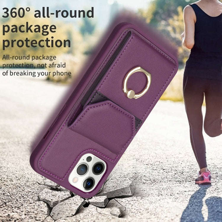 BF29 Organ Card Bag Ring Holder Phone Case, For iPhone 13 Pro Max, For iPhone 13 Pro, For iPhone ...