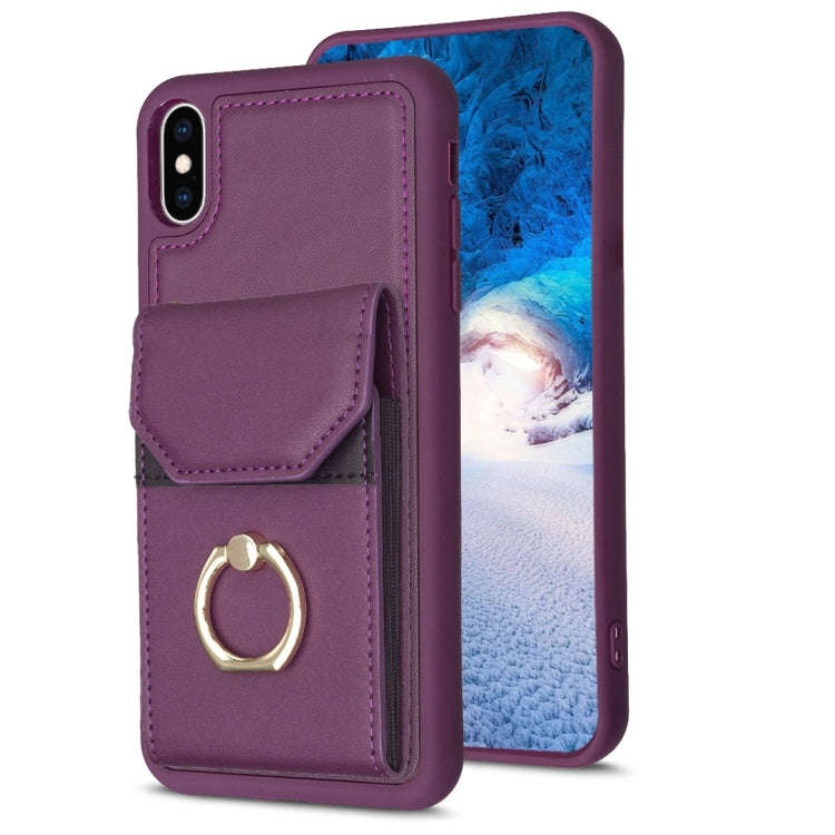 BF29 Organ Card Bag Ring Holder Phone Case, For iPhone XS Max, For iPhone 8 Plus / 7 Plus