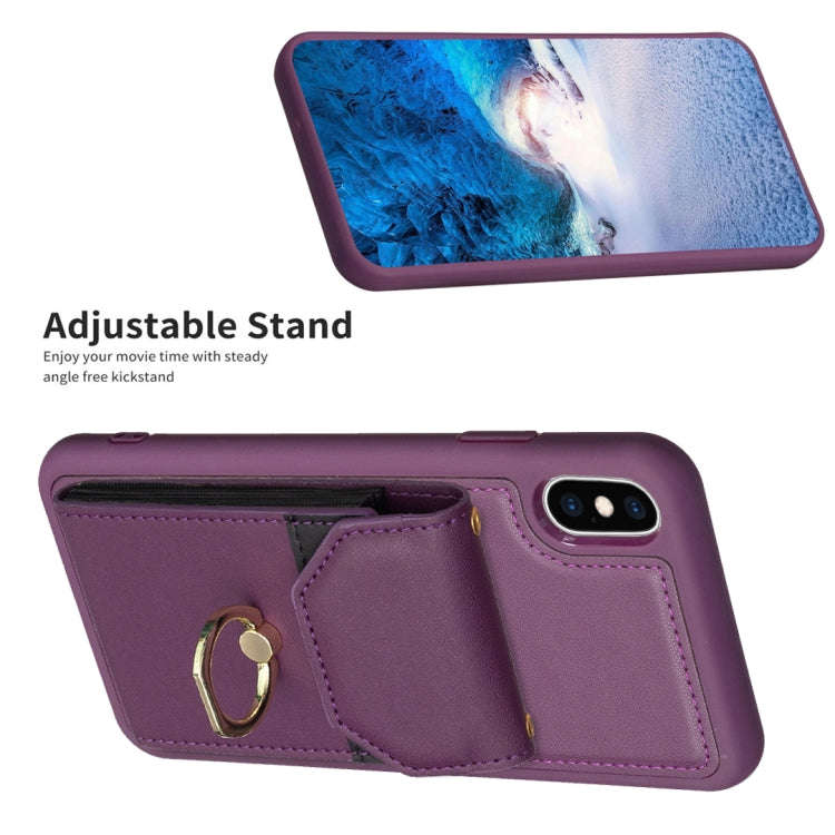 BF29 Organ Card Bag Ring Holder Phone Case, For iPhone XS Max, For iPhone 8 Plus / 7 Plus