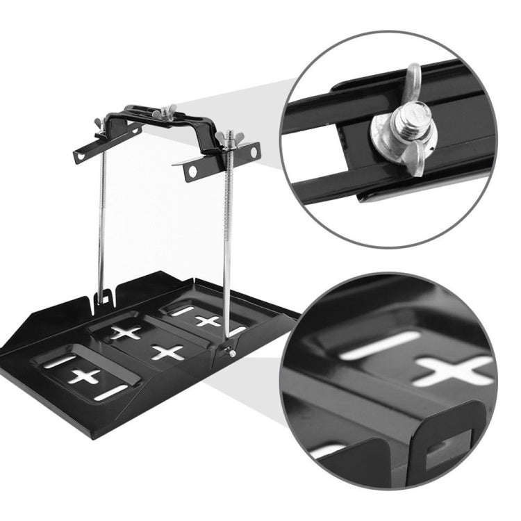 Car Universal Battery Bracket Adjustable Battery Fixed Holder + Base Tray, 28.5cm Base + 19cm Bra...