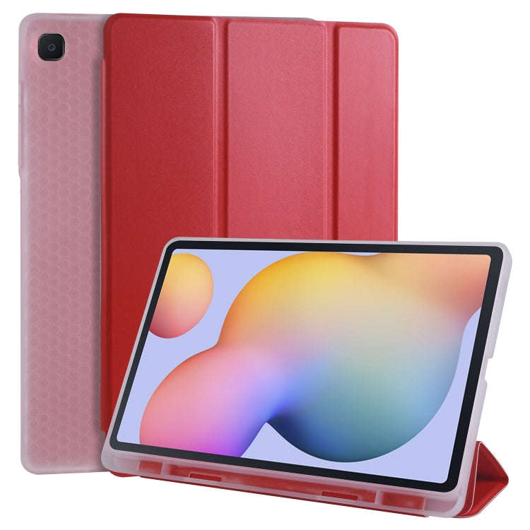 For Samsung Galaxy Tab S6 Lite P610 3-folding Horizontal Flip PU Leather + Shockproof TPU Case wi...