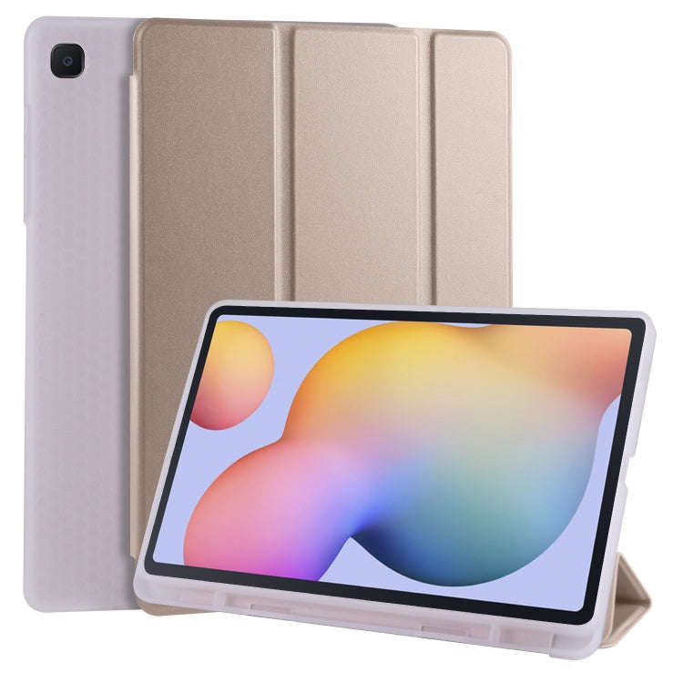 For Samsung Galaxy Tab S6 Lite P610 3-folding Horizontal Flip PU Leather + Shockproof TPU Case wi...