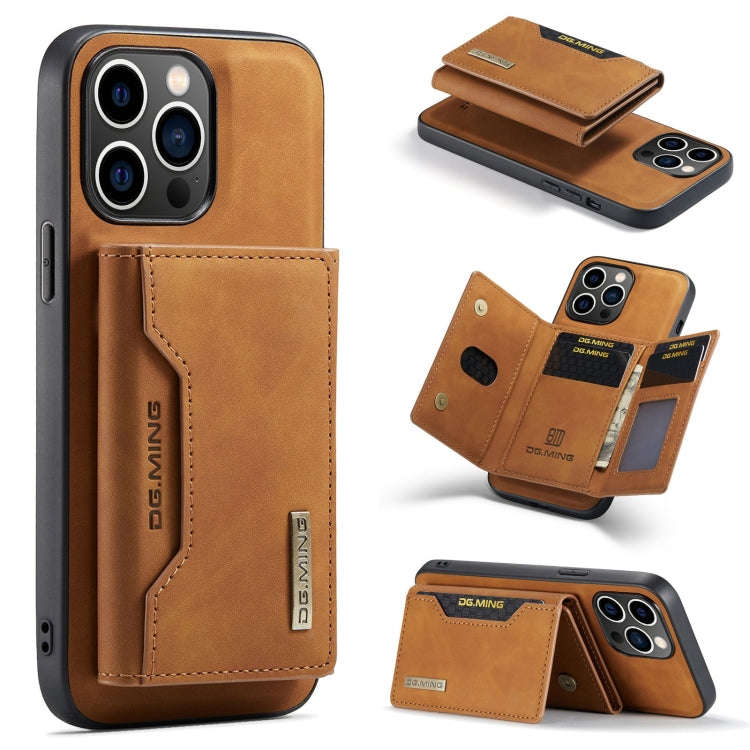 DG.MING M2 Series 3-Fold Card Bag Wallet Leather Phone Case, For iPhone 15 Pro Max, For iPhone 15...