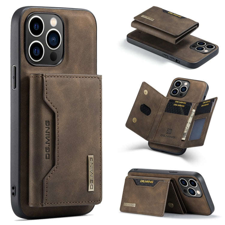 DG.MING M2 Series 3-Fold Card Bag Wallet Leather Phone Case, For iPhone 15 Pro Max, For iPhone 15...
