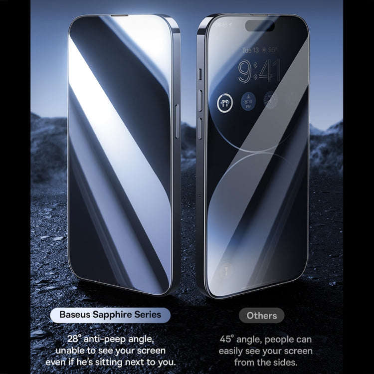 Baseus Sapphire Series Dustproof Peep-proof Tempered Glass Film, For iPhone 15