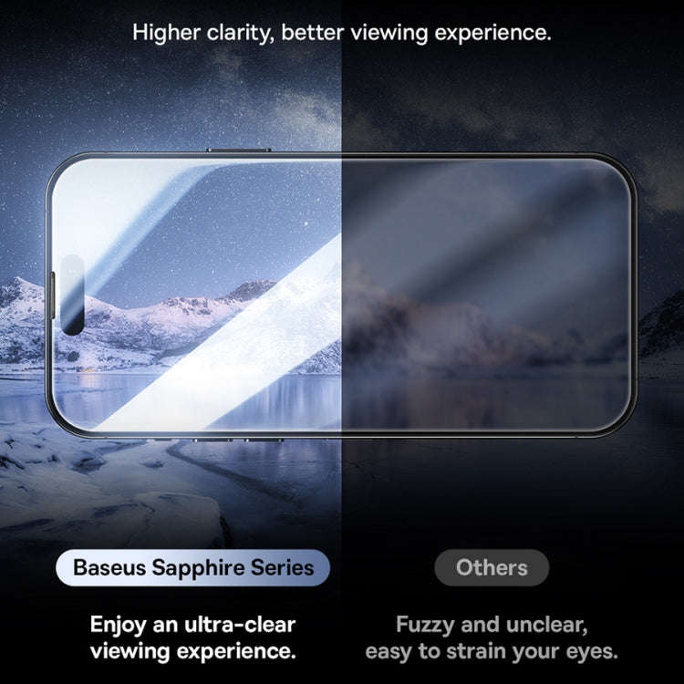 Baseus Sapphire Series Dustproof Peep-proof Tempered Glass Film, For iPhone 15