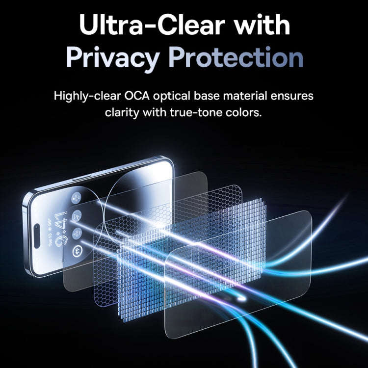 Baseus Sapphire Series Dustproof Peep-proof Tempered Glass Film, For iPhone 15