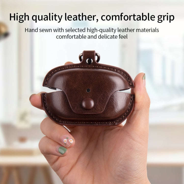 Leather TWS Earphone Protective Case with Hook, For Sony WF-1000XM5