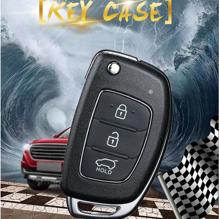 For Hyundai 3-button Folding Car Key Shell with Silver Metal Edge, For Hyundai 3-button