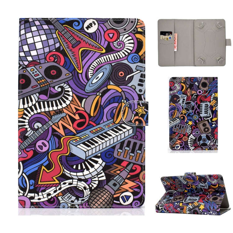 Universal Colored Drawing Pattern Horizontal Flip PU Leather Case with Holder & Card Slots, For 7...
