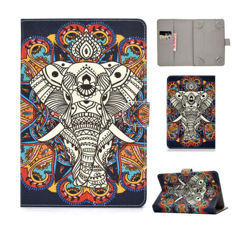 Universal Colored Drawing Pattern Horizontal Flip PU Leather Case with Holder & Card Slots, For 7...