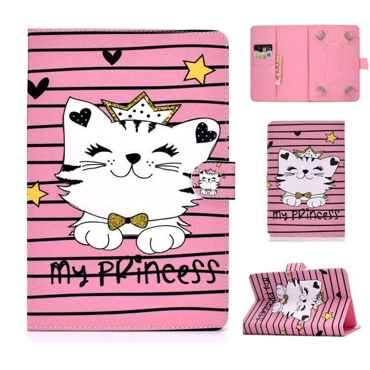 Universal Colored Drawing Pattern Horizontal Flip PU Leather Case with Holder & Card Slots, For 7...