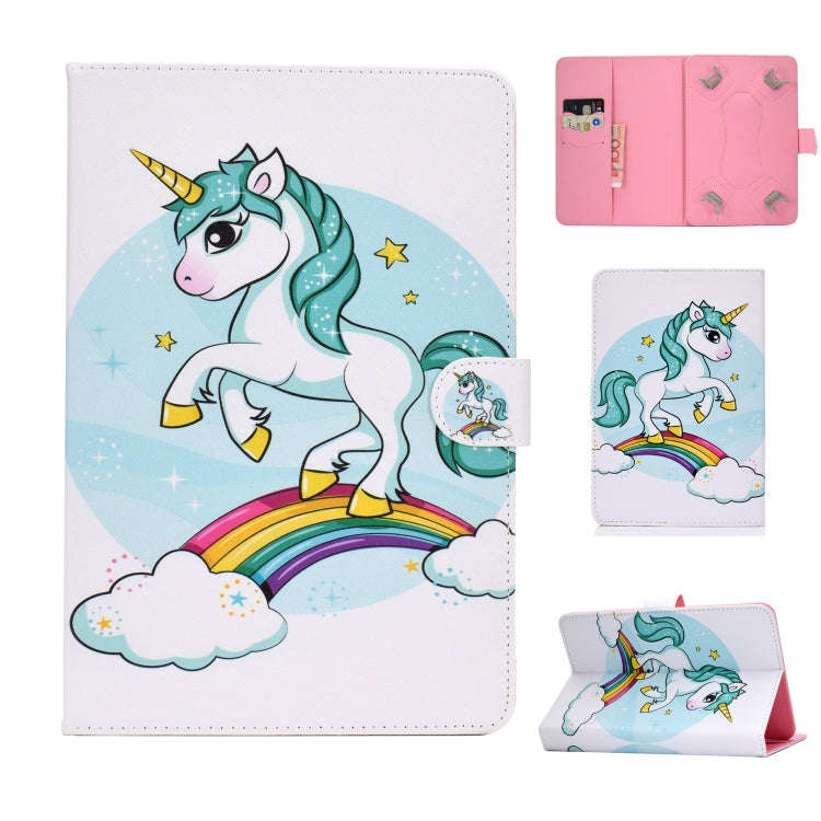 Universal Colored Drawing Pattern Horizontal Flip PU Leather Case with Holder & Card Slots, For 7...