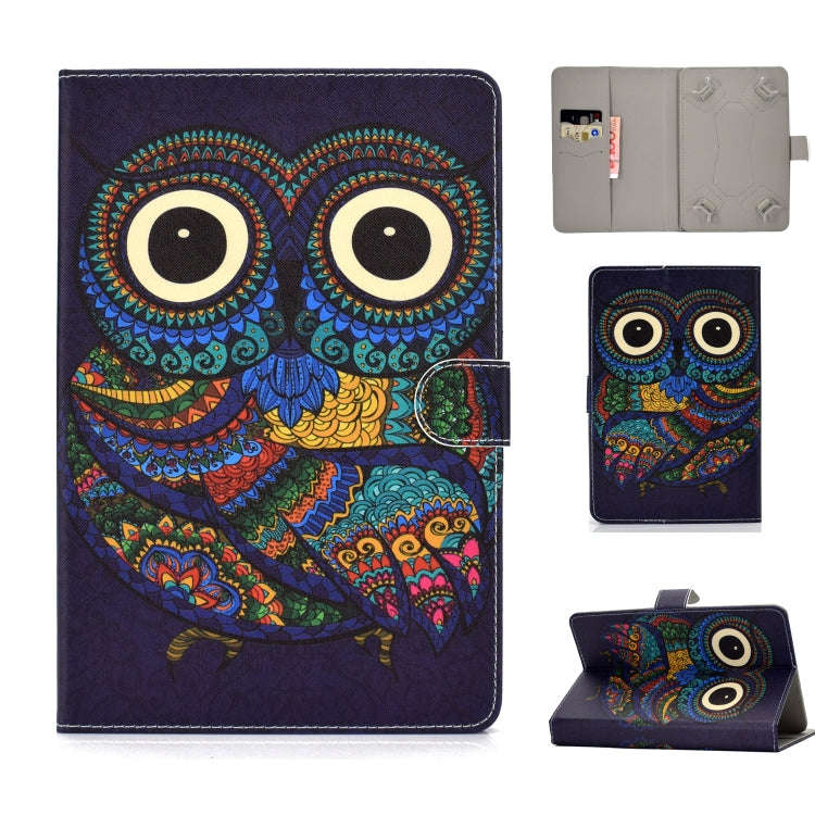 Universal Colored Drawing Pattern Horizontal Flip PU Leather Case with Holder & Card Slots, For 7...