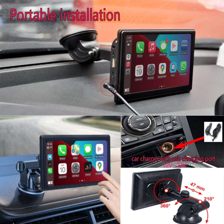 X70-1 Car 7 inch IPS Portable Smart Screen Wireless Screen Projection Carplay Android Auto, witho...