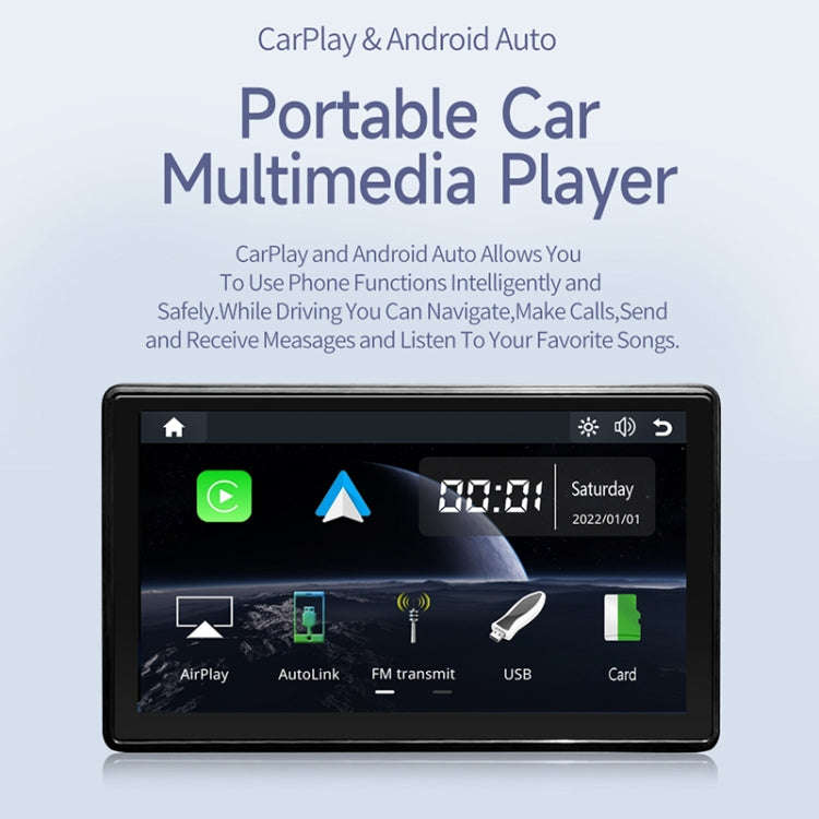 X70-1 Car 7 inch IPS Portable Smart Screen Wireless Screen Projection Carplay Android Auto, witho...