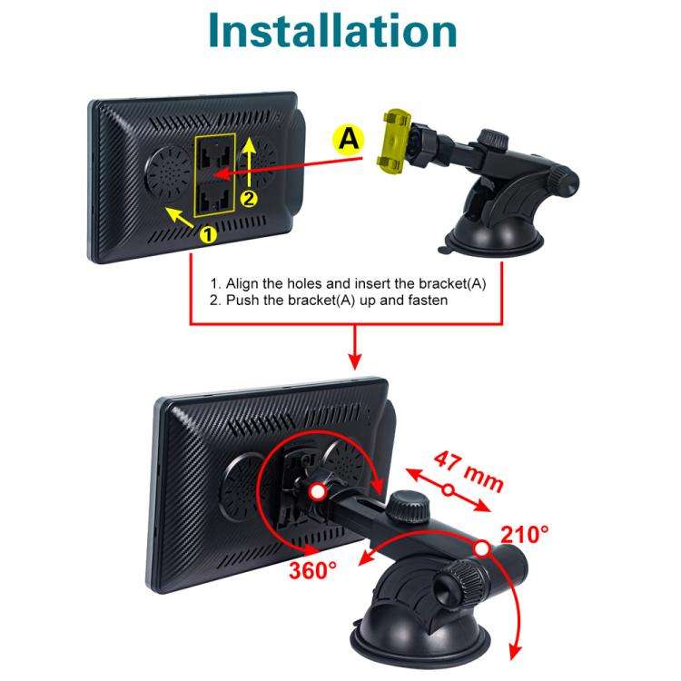 Car 7 inch IPS Portable Smart Screen Wireless Screen Projection Carplay Android Auto, with Revers...