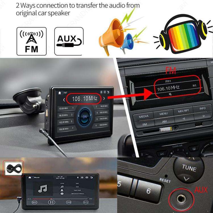 Car 7 inch IPS Portable Smart Screen Wireless Screen Projection Carplay Android Auto, with Revers...