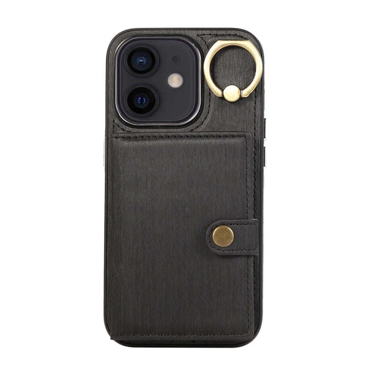 Brushed Texture Wallet Ring Holder Phone Case, For iPhone 13 Pro, For iPhone 13, For iPhone 12 / ...