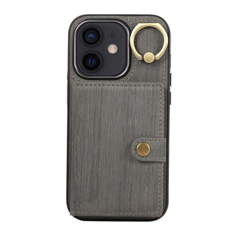 Brushed Texture Wallet Ring Holder Phone Case, For iPhone 13 Pro, For iPhone 13, For iPhone 12 / ...