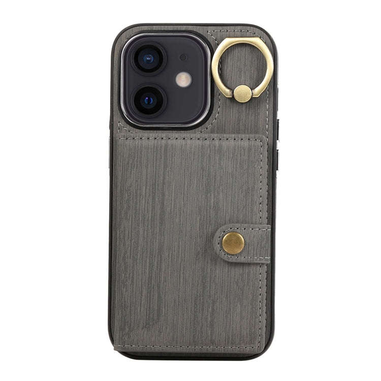 Brushed Texture Wallet Ring Holder Phone Case, For iPhone 13 Pro, For iPhone 13, For iPhone 12 / ...