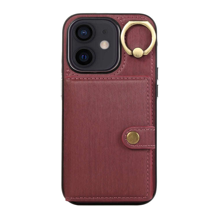 Brushed Texture Wallet Ring Holder Phone Case, For iPhone 13 Pro, For iPhone 13, For iPhone 12 / ...
