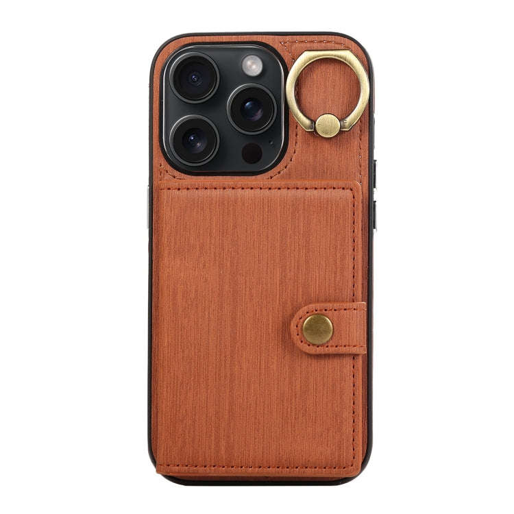 Brushed Texture Wallet Ring Holder Phone Case, For iPhone 13 Pro, For iPhone 13, For iPhone 12 / ...