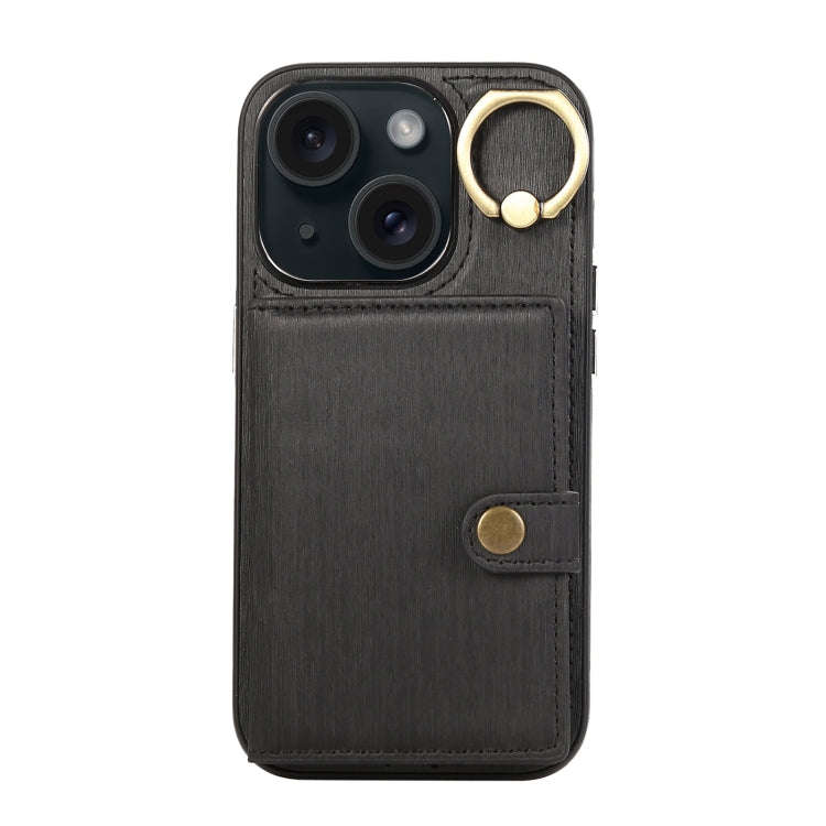 Brushed Texture Wallet Ring Holder Phone Case, For iPhone 13 Pro, For iPhone 13, For iPhone 12 / ...