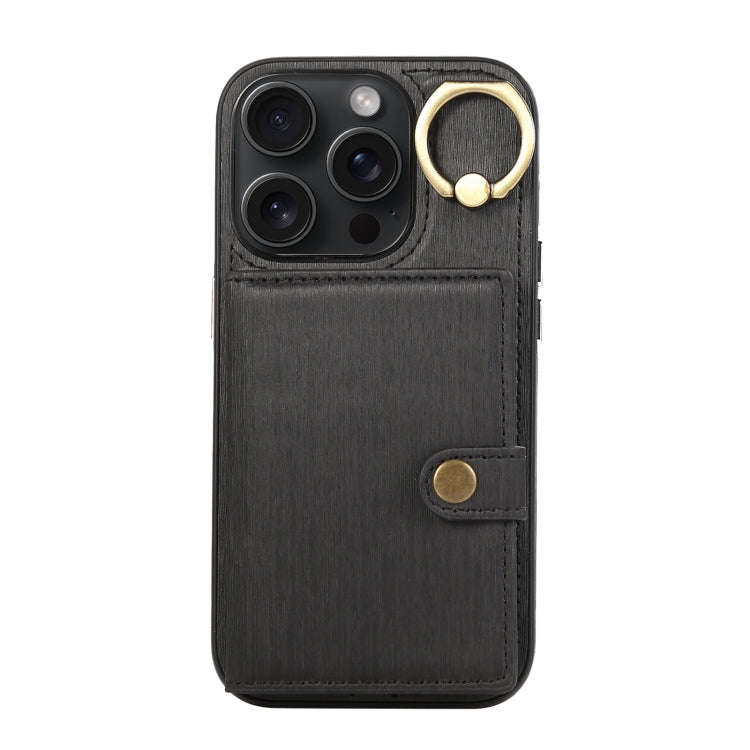 Brushed Texture Wallet Ring Holder Phone Case, For iPhone 13 Pro, For iPhone 13, For iPhone 12 / ...