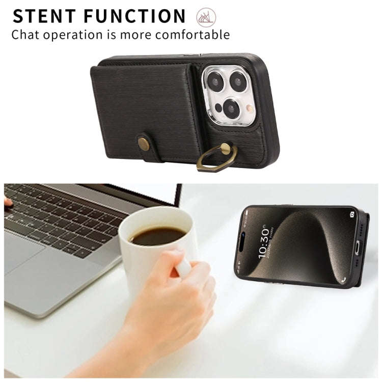 Brushed Texture Wallet Ring Holder Phone Case, For iPhone 13 Pro, For iPhone 13, For iPhone 12 / ...